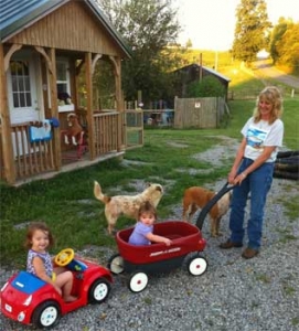 Here I am playing with my granddaughters 
